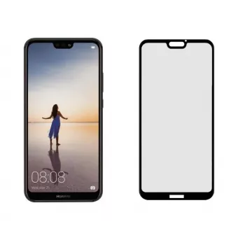 Tempered Glass Full-Glue Ekrāna Aizsargs Tellur Huawei P20 Lite — Draudzīgs Maciņiem, Melns