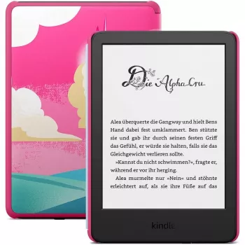 Amazon Kindle Kids Edition 16 GB e-lasītājs, 6 collu (15,2 cm) E-Ink skārienekrāns, Wi-Fi, USB-C, Vienradžu ielejas dizains (B0CP33C128)