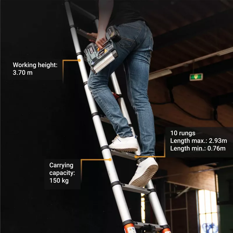 Teleskopiskās kāpnes Batavia B.V. Giraffe AIR 2.93 m — kompaktas izvelkamas kāpnes