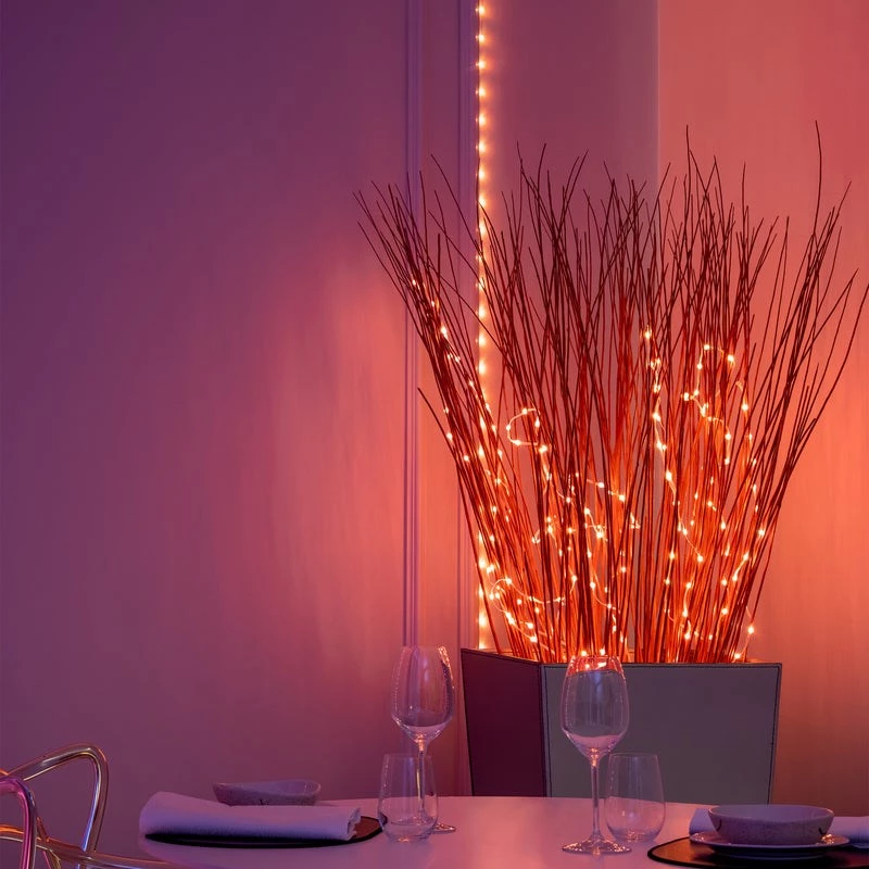 LED vītne Twinkly TWD200STP-TEU daudzkrāsaina iekštelpām, 5 cm solis, IP20, caurspīdīgs kabelis