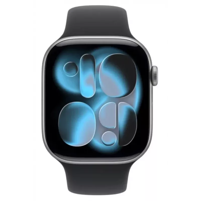 Apple Watch Series 11 GPS+Cellular 46mm Kosmosa Pelēks Alumīnija Korpuss ar Melnu Sporta Siksniņu M/L