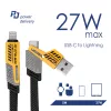 Akyga AK-USB-57 4-in-1 pīts kabelis USB-A/USB-C – USB-C/Lightning, USB 2.0, 65 W, 1 m, pelēks