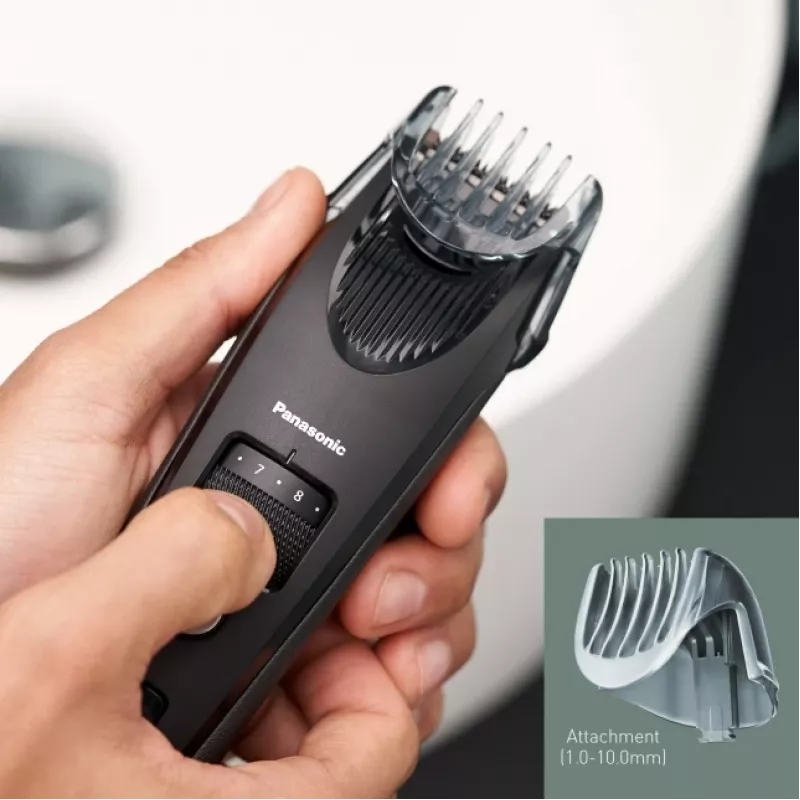 Bārdas trimmeris Panasonic ER-SB40-K803 — 0,5–10 mm, 19 soļi, Li-Ion, bezvadu/tīkls, melns
