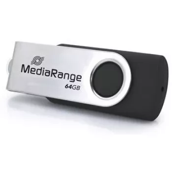 USB zibatmiņa MediaRange MR1953 64 GB USB Type-C 3.2 Gen 1 (3.1 Gen 1) grozāma, Melns/Sudrabs