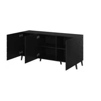 Kumode cama meble Nova 155x40x72 cm Melns Matēts, MDF rāmis 16 mm, durvis 18 mm
