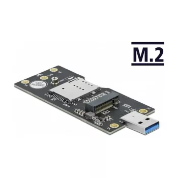 Delock 63166 USB 3.0 Type-A uz M.2 Key B pārveidotājs ar SIM slotu