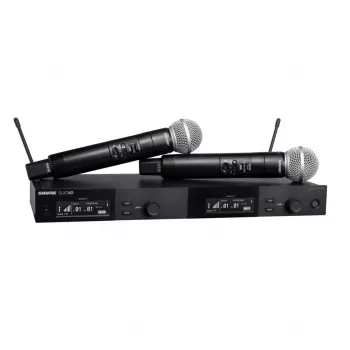Shure SLXD24DE/SM58-G59 - divkanālu digitālā bezvadu sistēma ar diviem raidītājiem/rokas mikrofoniem (470 - 514 MHz)