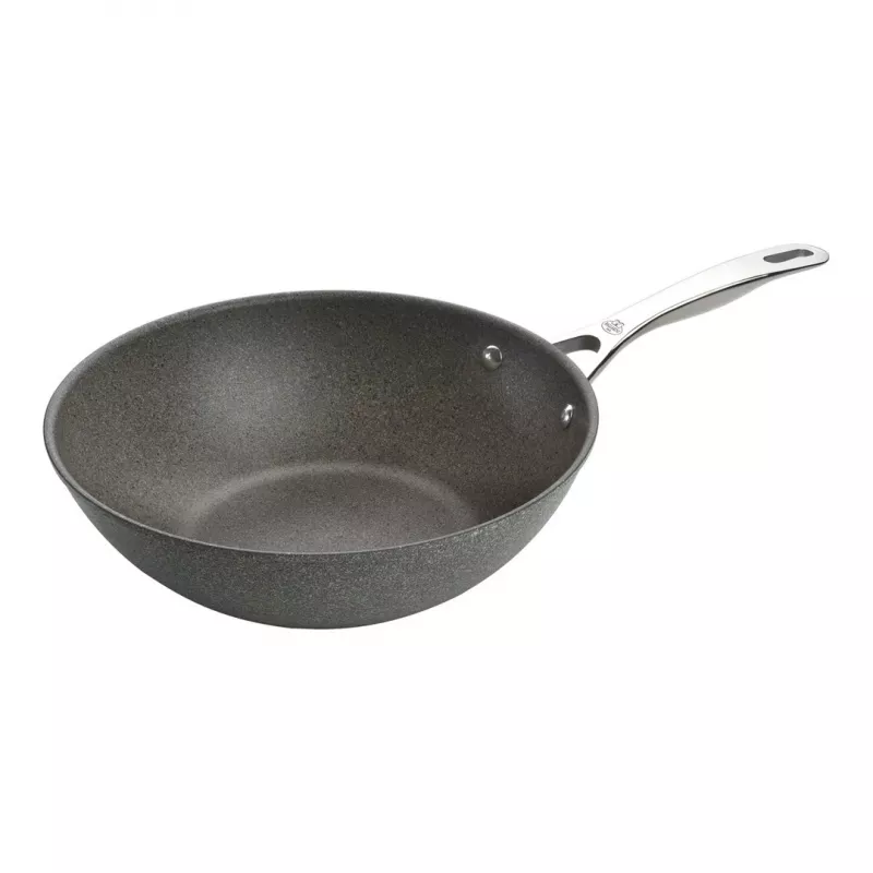 Wok/panna Ballarini 75002-815-0 Apaļa Antracīta 30 cm, alumīnijs, 6-slāņu granīta/titāna nepiedegošs pārklājums