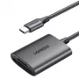 Ugreen CM401 USB-C SD/microSD atmiņas karšu lasītājs, 5 Gb/s, USB 3.1, MMC Micro, alumīnijs, pelēks