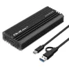 Ārējais SSD korpuss QOLTEC NV2270 M.2 SATA/NVMe diskiem, USB-C, līdz 2 TB