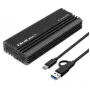 Ārējais SSD korpuss QOLTEC NV2270 M.2 SATA/NVMe diskiem, USB-C, līdz 2 TB