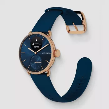 Withings ScanWatch 2 — Pulkstenis ar EKG, sirdsdarbības, SpO2, aktivitātes un miega izsekošanu (38 mm, zils rožu zelts)
