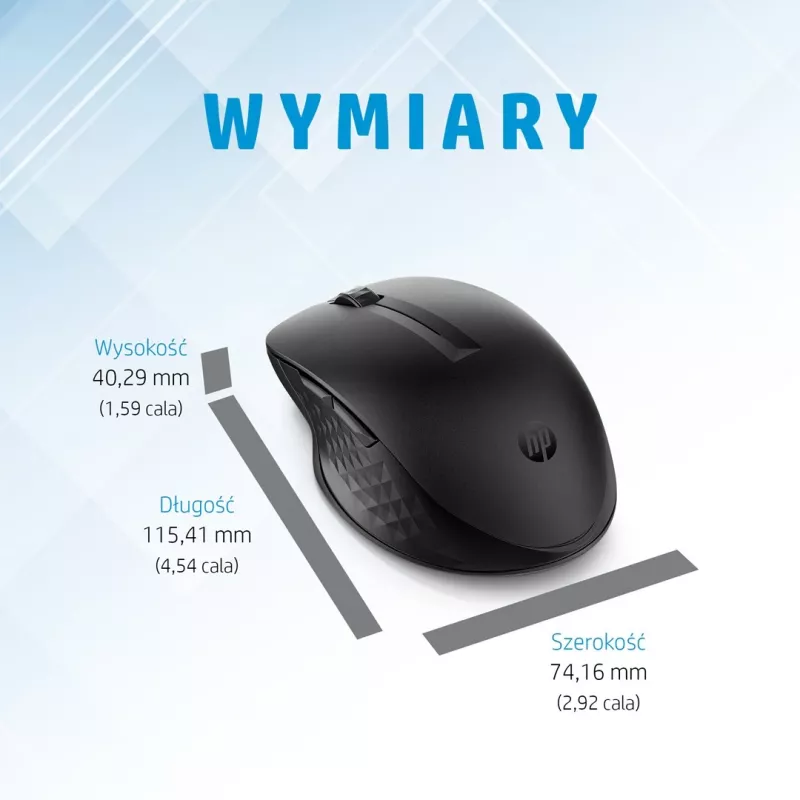 HP 435 Multi-Device Wireless Mouse, Ambidextrous, RF Wireless + Bluetooth, 4000 DPI, Melns