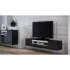 TV statīvs cama meble VIVA 180 — 1800×400×370 mm, melna skaidu plātne, melns rāmis, balti akcenti