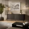 Kumode cama meble LUCCA 4D, 200×40×80 cm, melna, skaidu plātnes rāmis