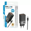 Beline sienas lādētājs 2x USB-C 1x USB-A 65W kabelis USB-C melns/melns PD 3.0