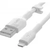 Belkin Cbl Scicone USB-A LTG 2M balts silikona kabelis USB-A uz USB-C/Lightning