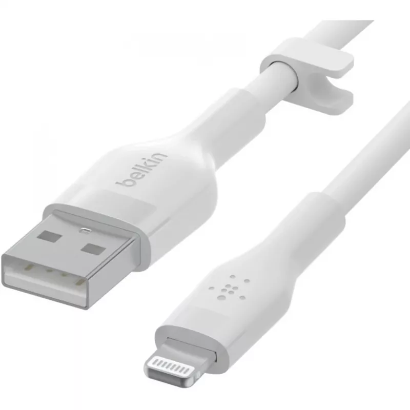 Belkin Cbl Scicone USB-A LTG 2M balts silikona kabelis USB-A uz USB-C/Lightning