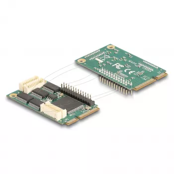 Iekšējais Mini PCIe interfeisa adapteris DELOCK 95279 — Seriālais hosts, Mini PCIe izeja, RS-232 atbalsts, 460.8 Kbit/s, FIFO 256 B, 30×51×10 mm
