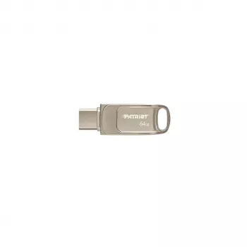 USB zibatmiņa PATRIOT PS64GT560DS5D 64GB USB 3.2 (USB-A & USB-C), grozāms cinka-sakausējuma korpuss, sudraba