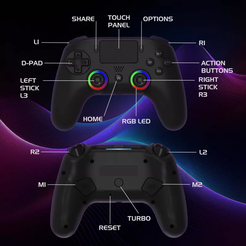 Spēļu kontrolieris Subsonic PS5 Wireless LED Controller Melns D-pad Home Options Share