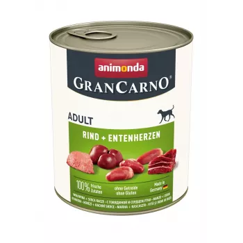 ANIMONDA GranCarno Adult liellopu gaļa un pīļu sirdis - mitrā suņu barība - 400g