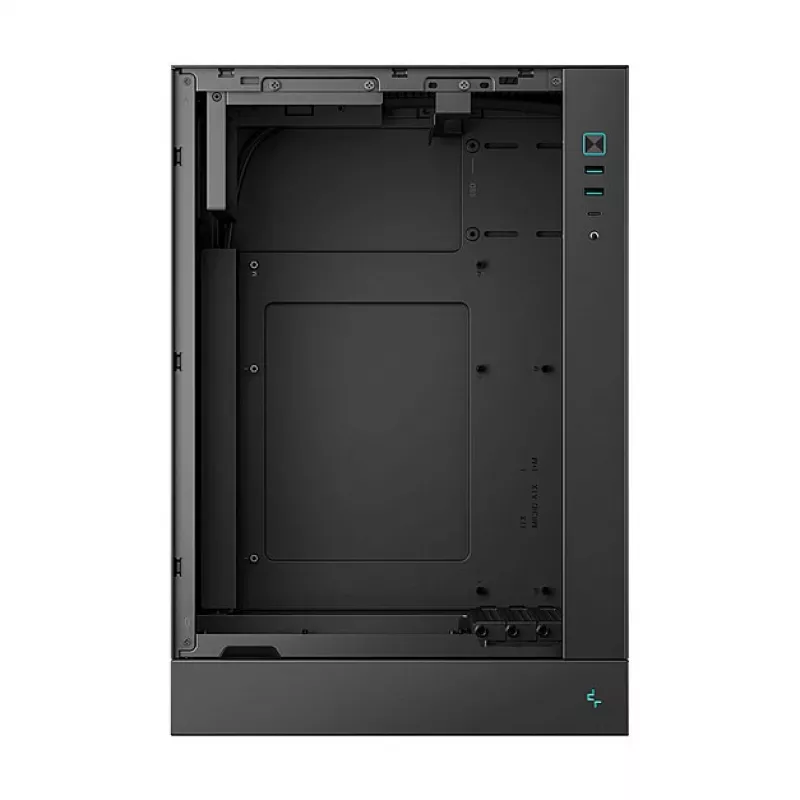 PC korpuss DeepCool CH170 PLUS Tower Black — micro-ATX/mini-ITX, rūdīts stikls, USB-C, barošanas bloks augšpusē