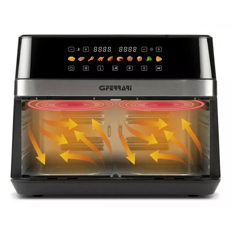 G3 Ferrari G10223 dubultā fritētava 12 L 2200 W karstā gaisa fritētava melna, nerūsējošais tērauds