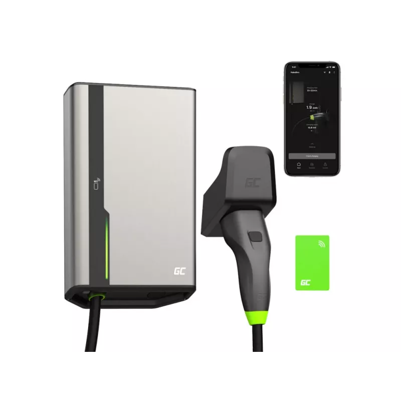 Green Cell GC EVGC021B2275 sienas lādētājs 3.6-22 kW 7.5 m NFC pelēks alumīnijs
