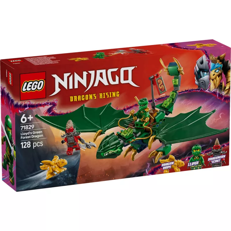 Konstruktoru komplekts LEGO NINJAGO 71829 Lloyda zaļais meža pūķis, 128 gabali, 2 minifigūras, vecumam no 6 gadiem