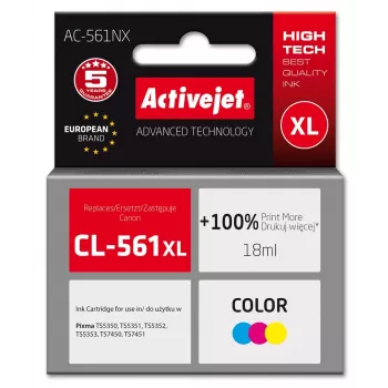 Activejet AC-561NX tinte (aizstāj Canon CL-561XL; Supreme; 18 ml; Krāsa: Ciāna, Fuksīna, Dzeltena)