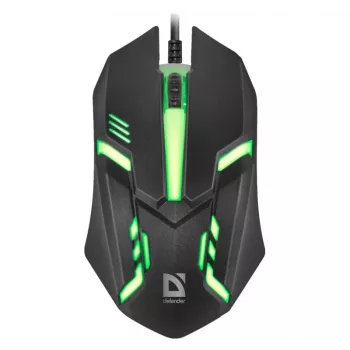 Vadu optiskā pele DEFENDER CYBER MB-560L — abpusēja, 1200 DPI, USB Type-A, 2 pogas, melna
