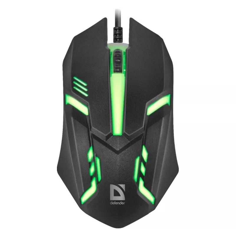 Vadu optiskā pele DEFENDER CYBER MB-560L — abpusēja, 1200 DPI, USB Type-A, 2 pogas, melna