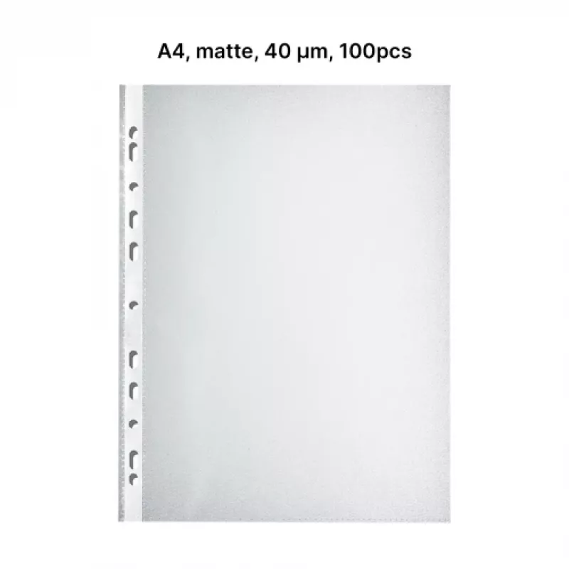 AD Class perforētās kabatas A4 40 mikroni, apelsīna miziņas faktūra, iepakojumā 100 gab.