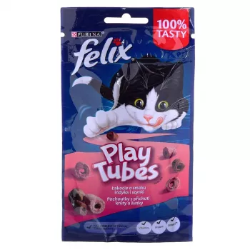 Sausais kaķu gardums Felix Play Tubes Tītars un Šķiņķis 50 g