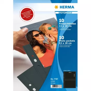 Foto kabatiņas HERMA Fotophan 13x18 cm ainava melnas 10 gab.
