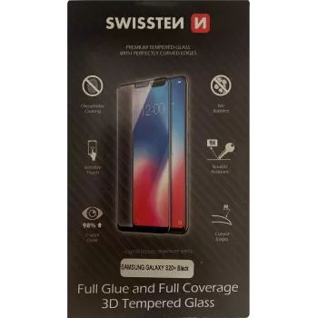 Rūdīta stikla ekrāna aizsargs SWISSTEN Samsung Galaxy S20+ — 3D pilna līme, melns