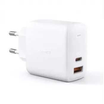 Sienas lādētājs Aukey PA-B3 Balts GaN 65W USB-C / USB-A ātrais lādētājs