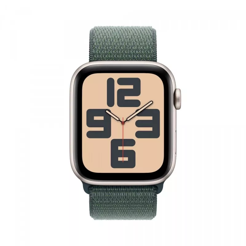 Apple Watch SE GPS 44 mm Starlight Alumīnija Korpuss ar Lake Green Sport Loop Siksniņu