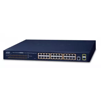 PLANET GS-4210-24P2S – pārvaldāms PoE+ slēdzis, 24x Gigabit (PoE+) + 2x SFP, 19 inch