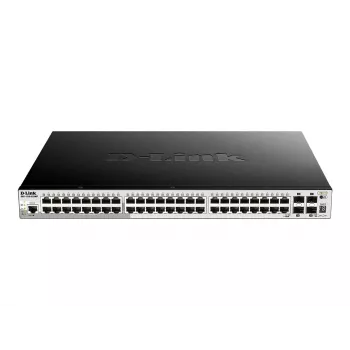 D-Link 52-Portu Gigabit Sakraujams PoE Pārvaldītais Slēdzis ar 4 x 10G SFP+