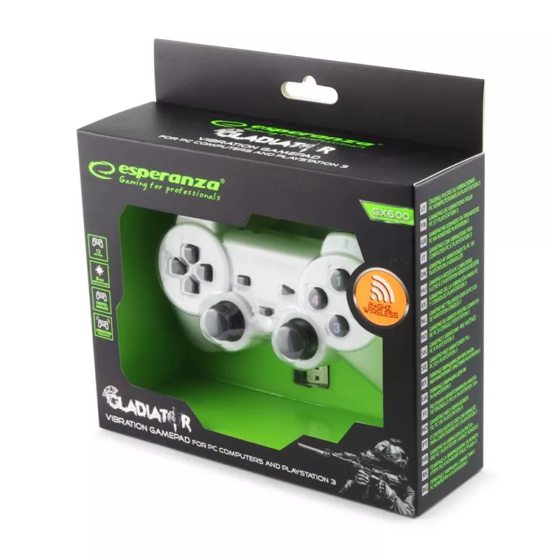 Esperanza EGG108W Gaming Controller Black, White RF spēļu pults Analogue / Digital PC, PlayStation 3