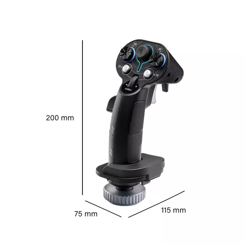 Pievienojams rokturis Flightstick Thrustmaster Sol-R 3 AVA, Melns, USB Type-C, analoģisks/digitāls, PC, 75×115×200 mm