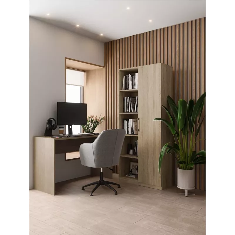 Biroja grāmatplaukts Top e shop RD-80 SONOMA KPL, ozola apdare, 10 plaukti, 800×300×1820 mm, skaidu plātnes rāmis