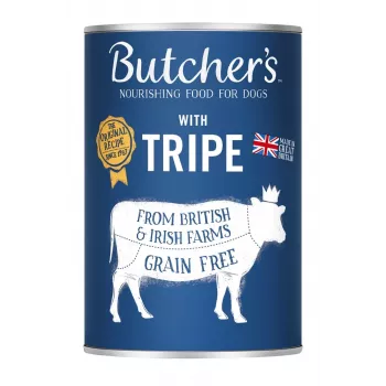 Butcher's Original Tripe 400 g – mitrā suņu barība ar liellopa gaļas garšu pieaugušiem suņiem