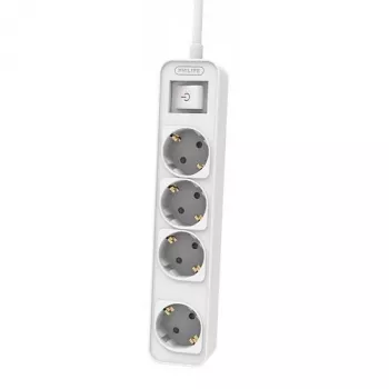 Pagrabezācijas vads Philips Phil-CHP2144W/60 1,5 m, 4 AC kontaktligzdas, balts