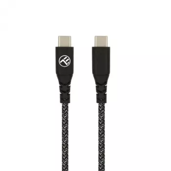 USB Type-C uz Type-C datu kabelis Tellur TLL155471, 1 m, 3 A, 60 W PD, neilona pīts, melns