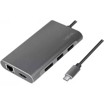 LogiLink UA0382 Notebook dokstacija un portu replikators, vads, USB 3.2 Gen 1 (3.1 Gen 1) Type-C, Sudraba (UA0382)