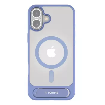 Aizsargmaciņa Torras Pstand Series iPhone 16 — Zila, plāna ar integrētu statīvu