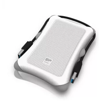 Cietā diska korpuss Silicon Power Armor A30 — 2.5 collu viena vieta, USB 3.2 Gen 1, balts, plastmasa/gumija
